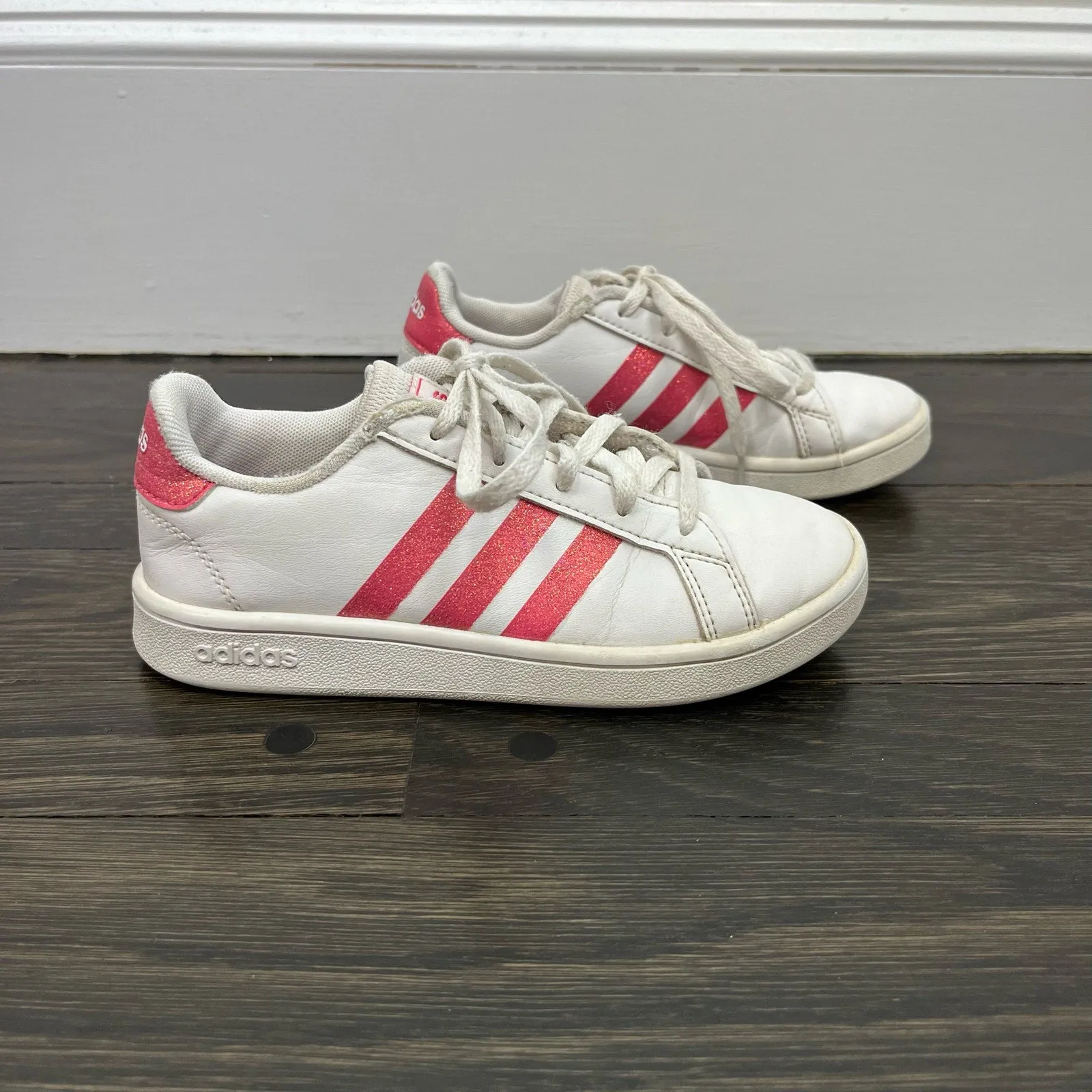 Adidas Girls Grand Court Sneakers Pink White 13
