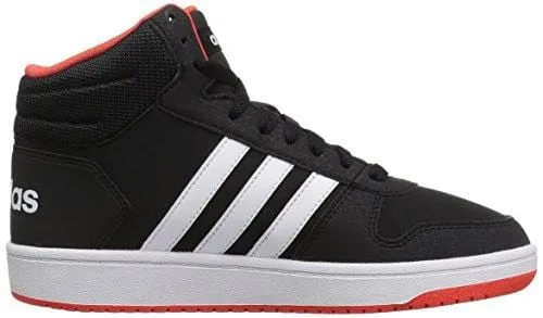 adidas Unisex Hoops 2.0 Basketball Shoe, Black/White/red, 5 M US Big Kid