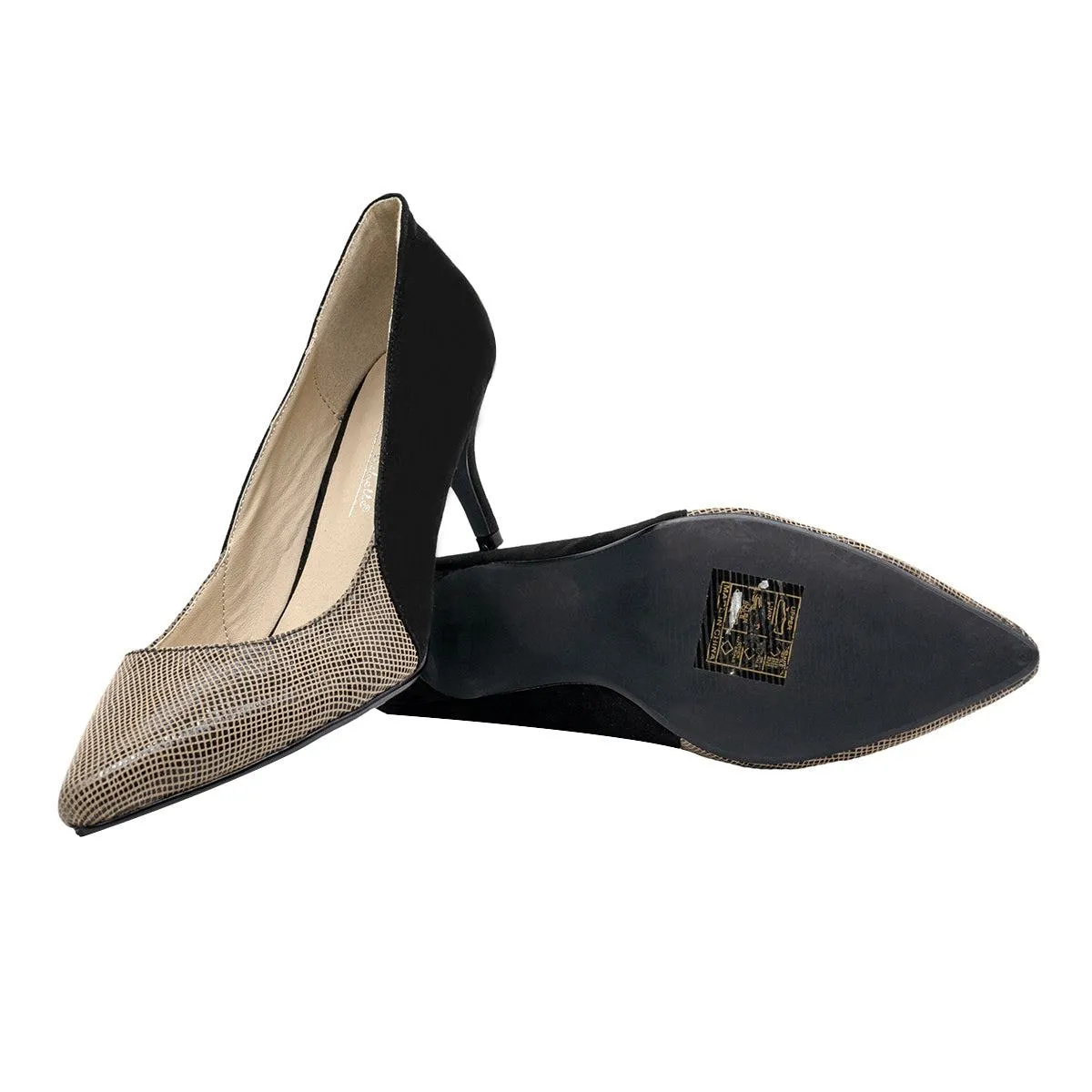 Anne Michelle Snake Print Pump High-Heel Shoes Fabric Brown Colour For Women