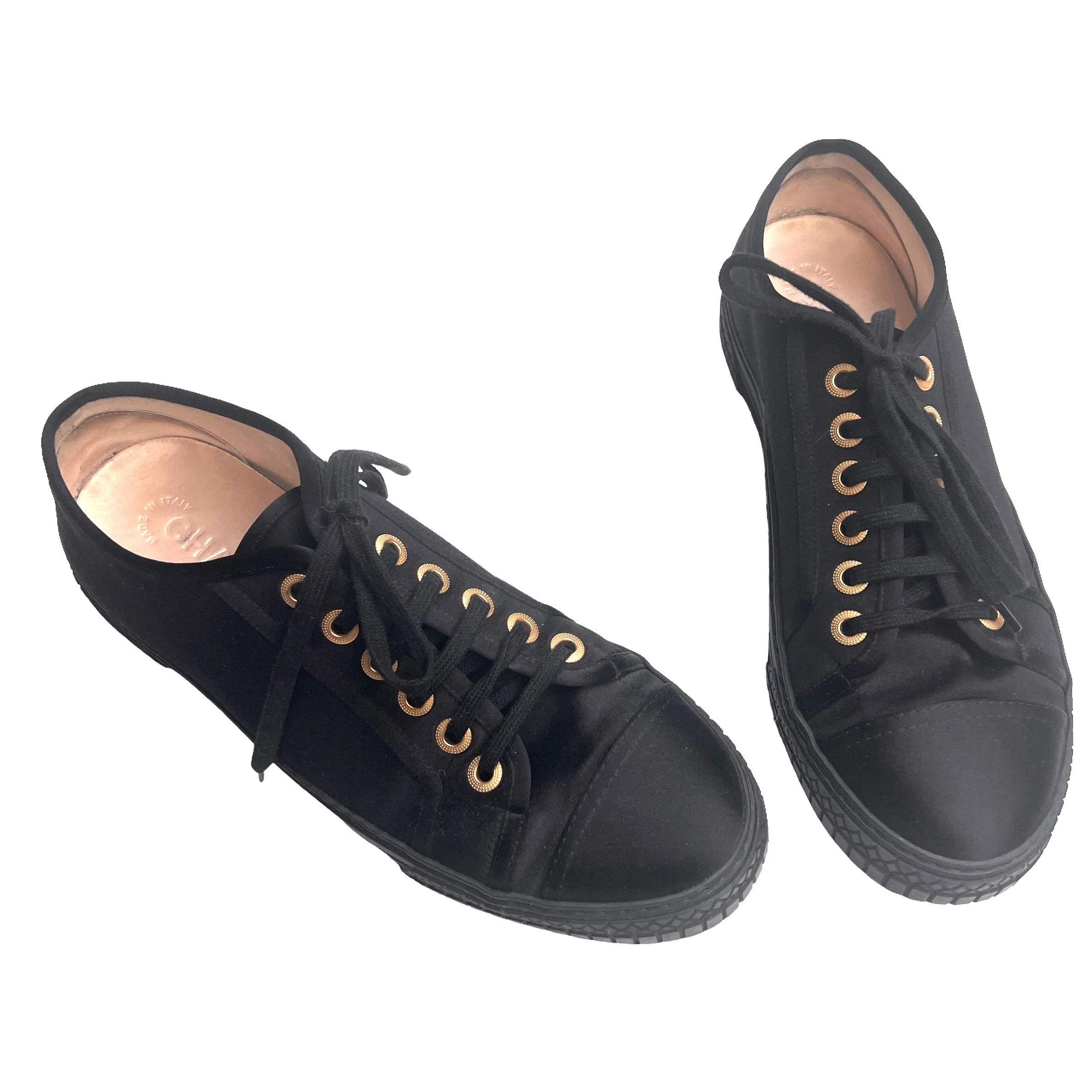Black Satin Sneakers - 9.5