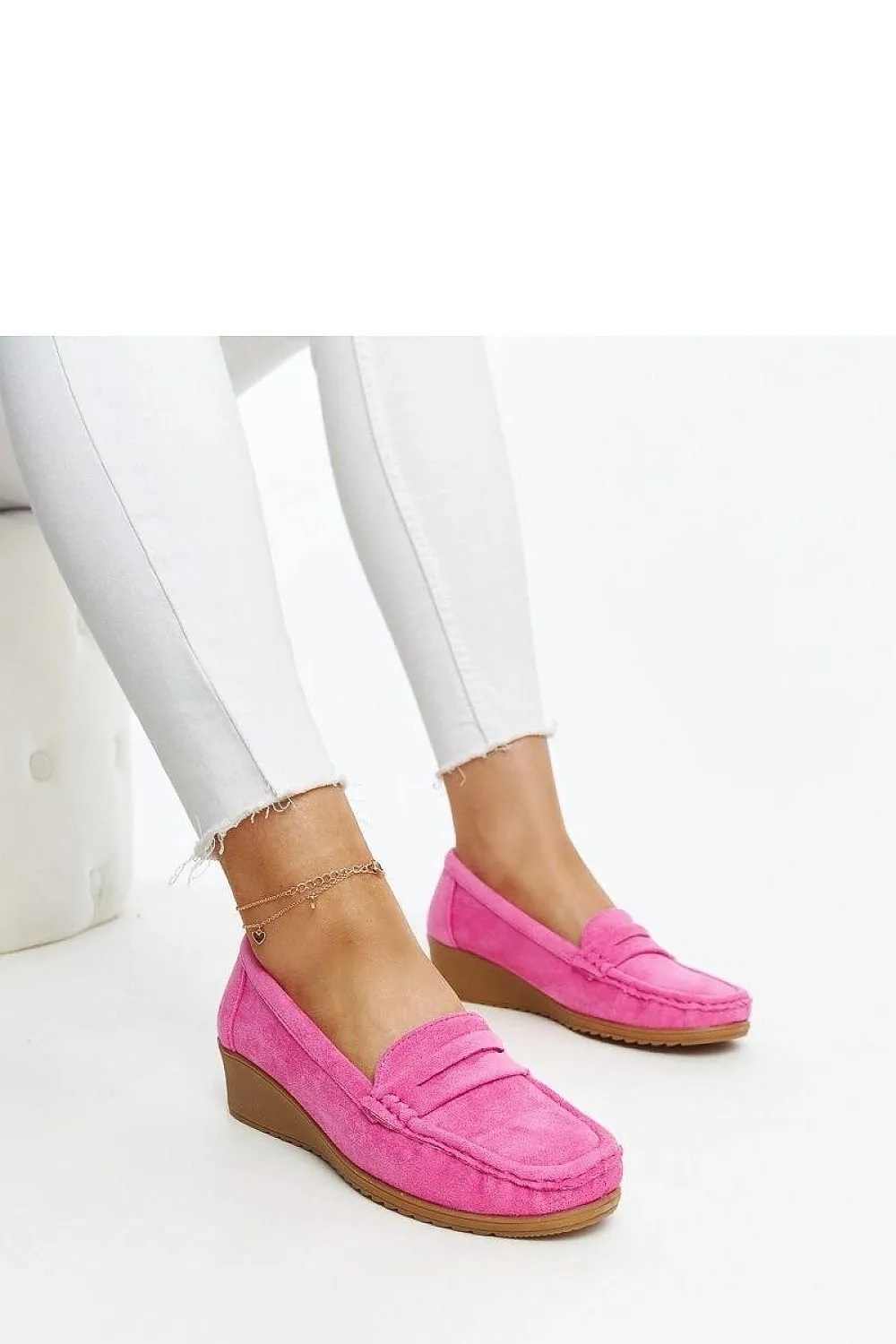 Blue Suede Wedge Loafers
