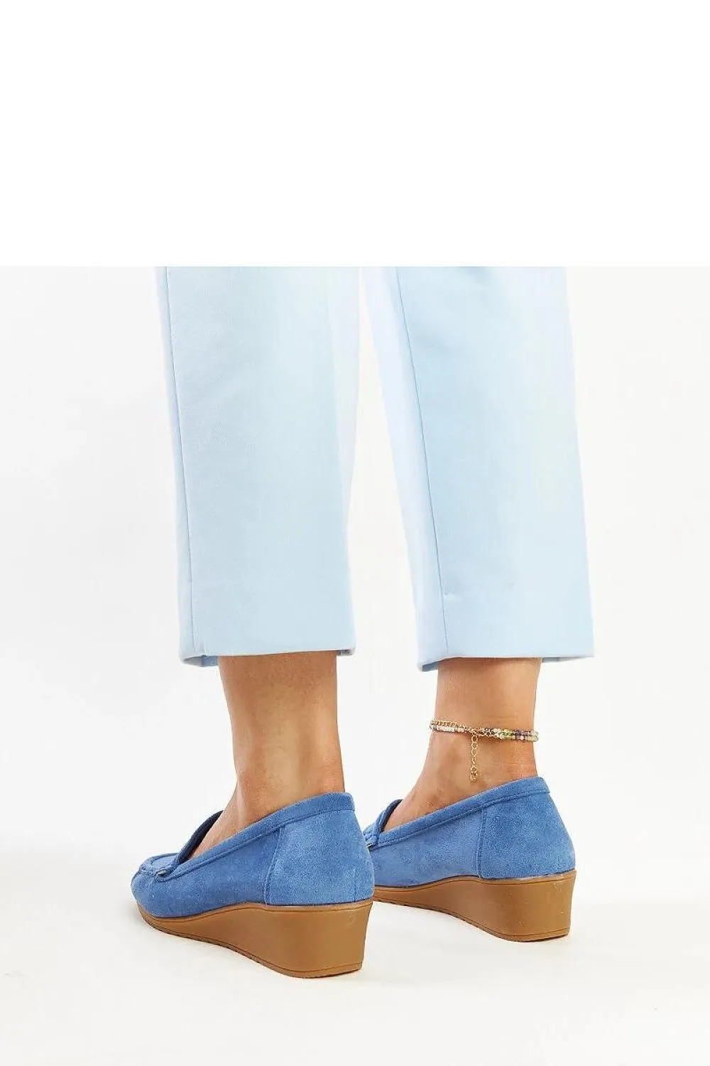 Blue Suede Wedge Loafers