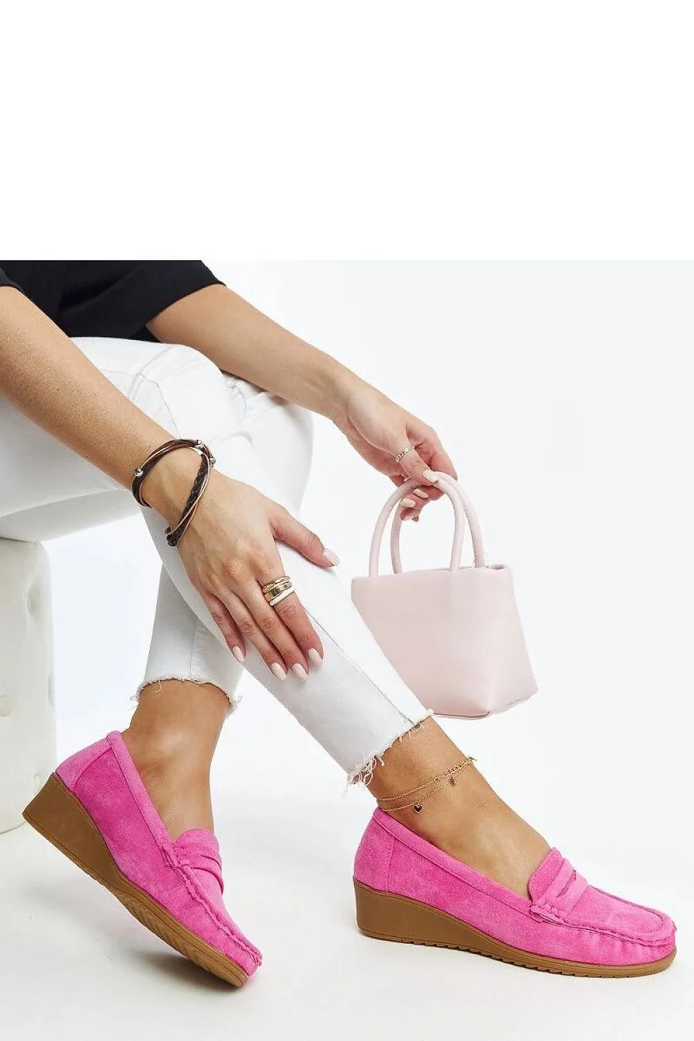 Blue Suede Wedge Loafers