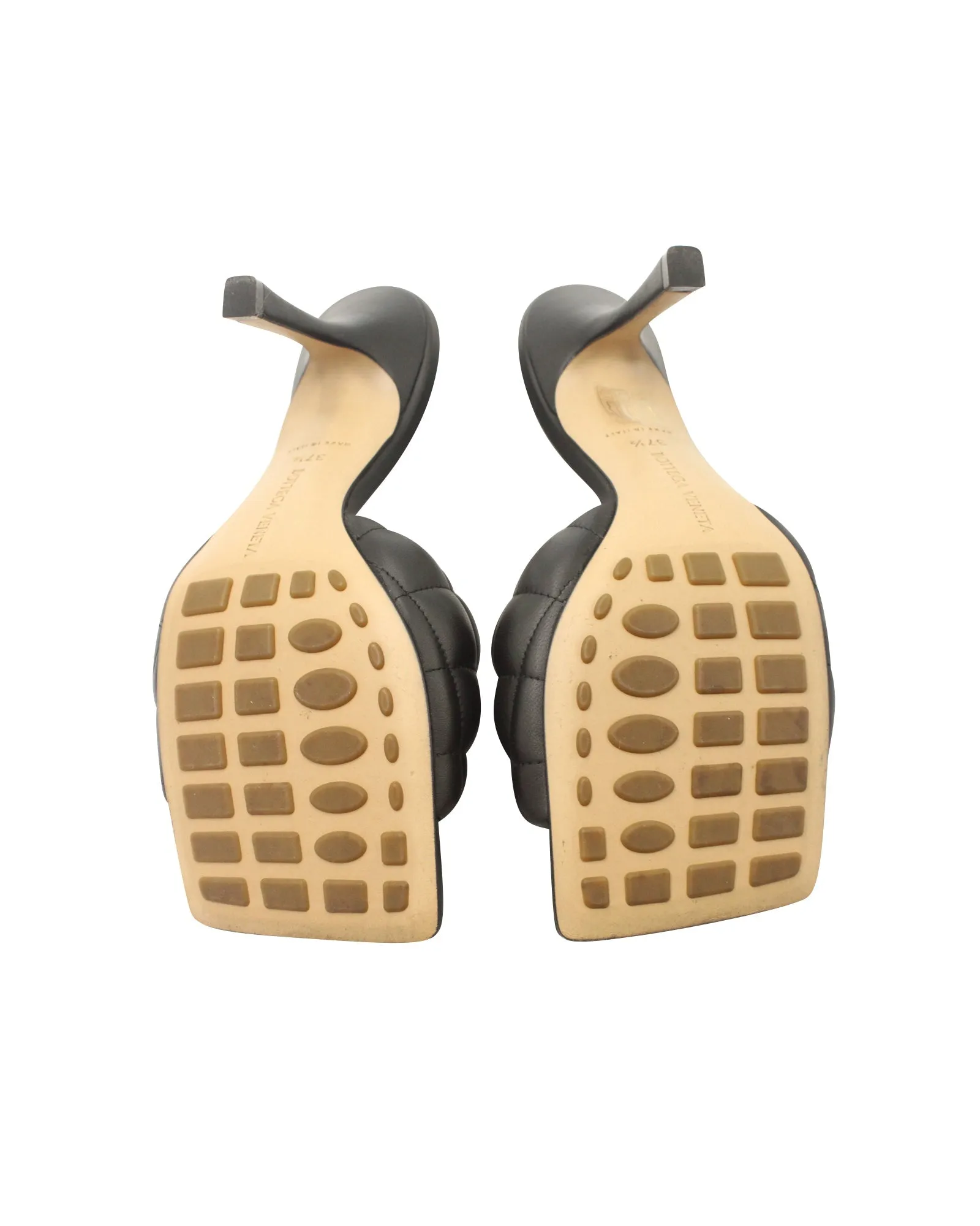 Bottega Veneta Quilted Padded Sandals in Black Leather