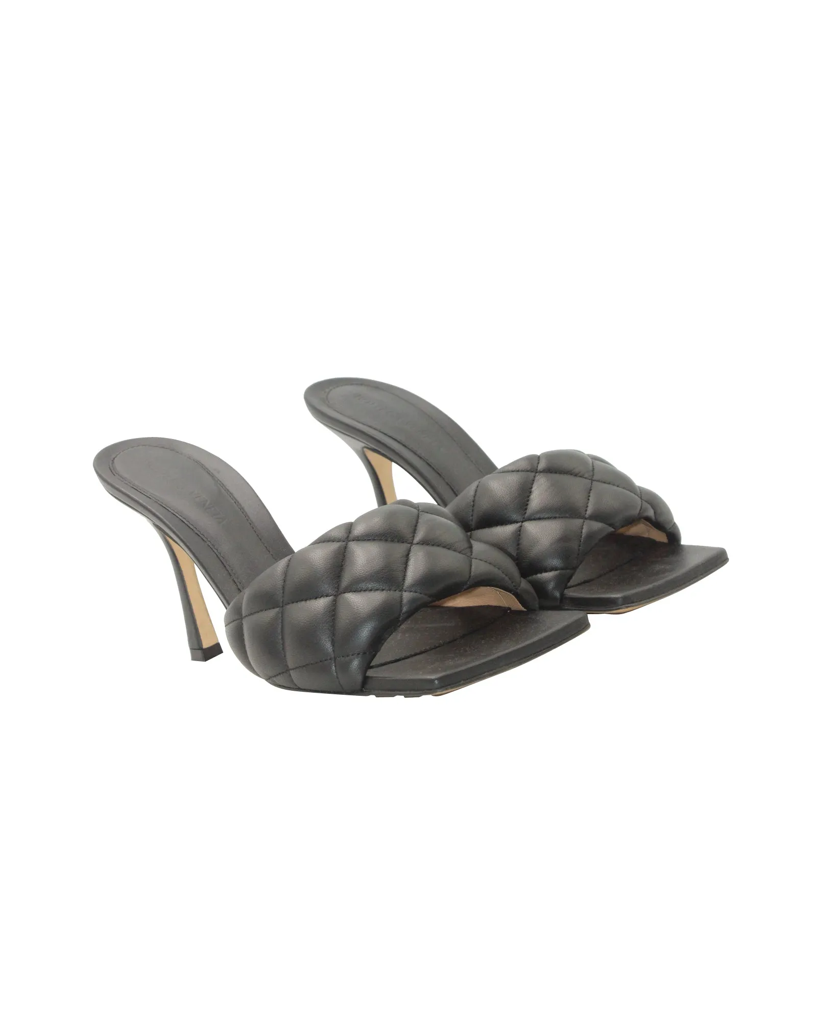 Bottega Veneta Quilted Padded Sandals in Black Leather