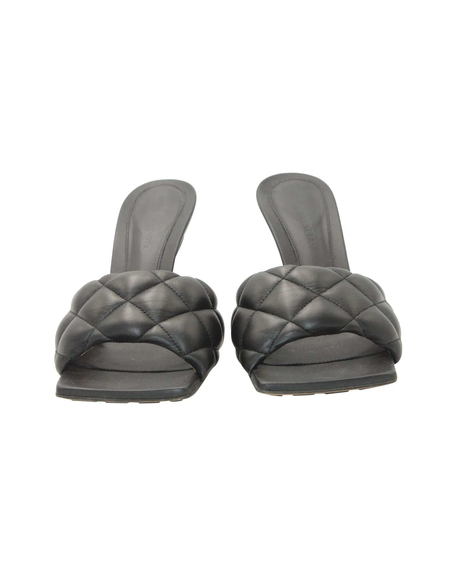 Bottega Veneta Quilted Padded Sandals in Black Leather