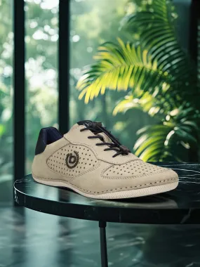 bugatti Light Grey Premium Leather Sneakers