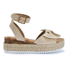 CHOPRA22 JUTE WEDGE INSERT BOW DETAIL SANDAL
