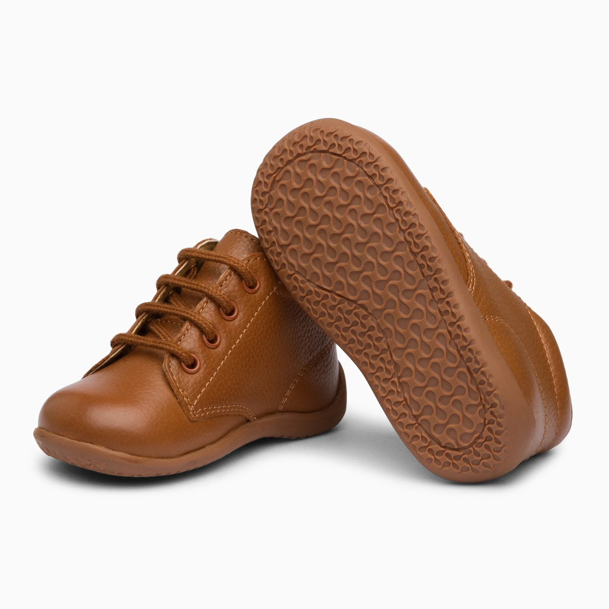 Classic Kids Leather Sneakers - Tan Brown