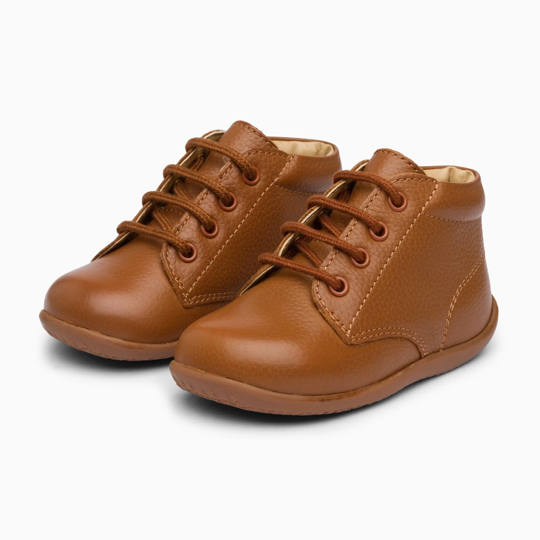 Classic Kids Leather Sneakers - Tan Brown
