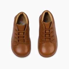 Classic Kids Leather Sneakers - Tan Brown
