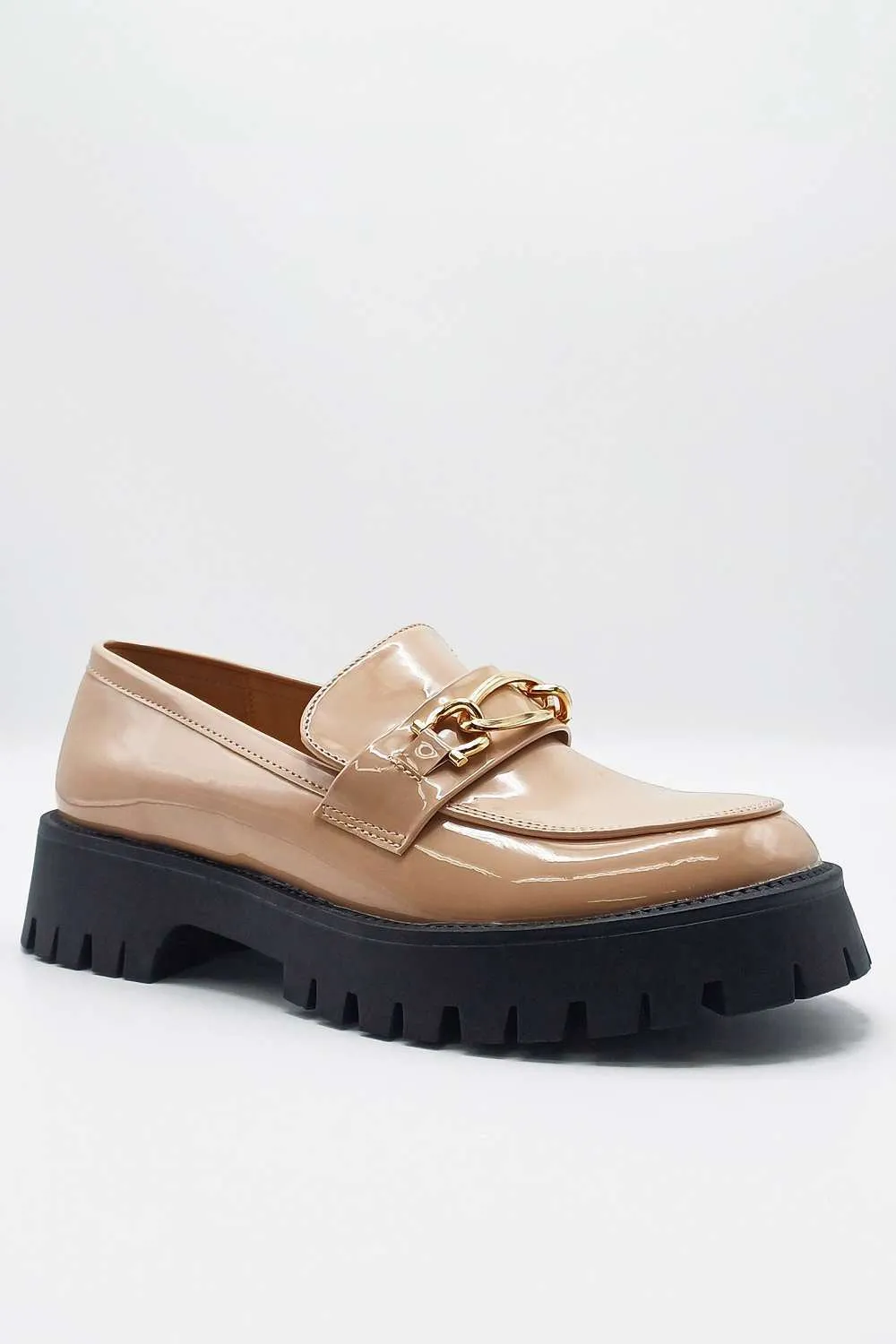 Cronnie Metal Link Detail Loafers in Nude