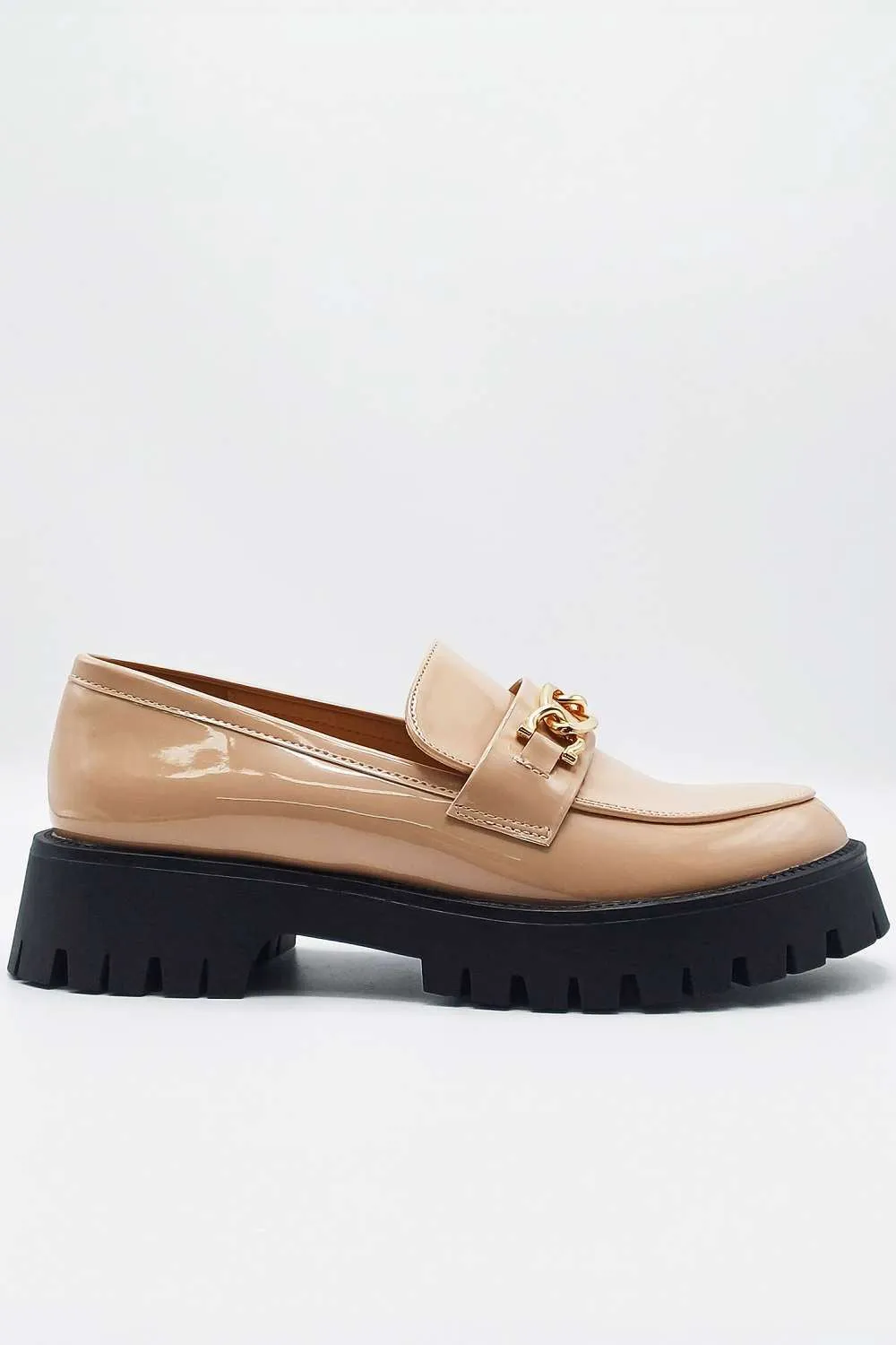 Cronnie Metal Link Detail Loafers in Nude