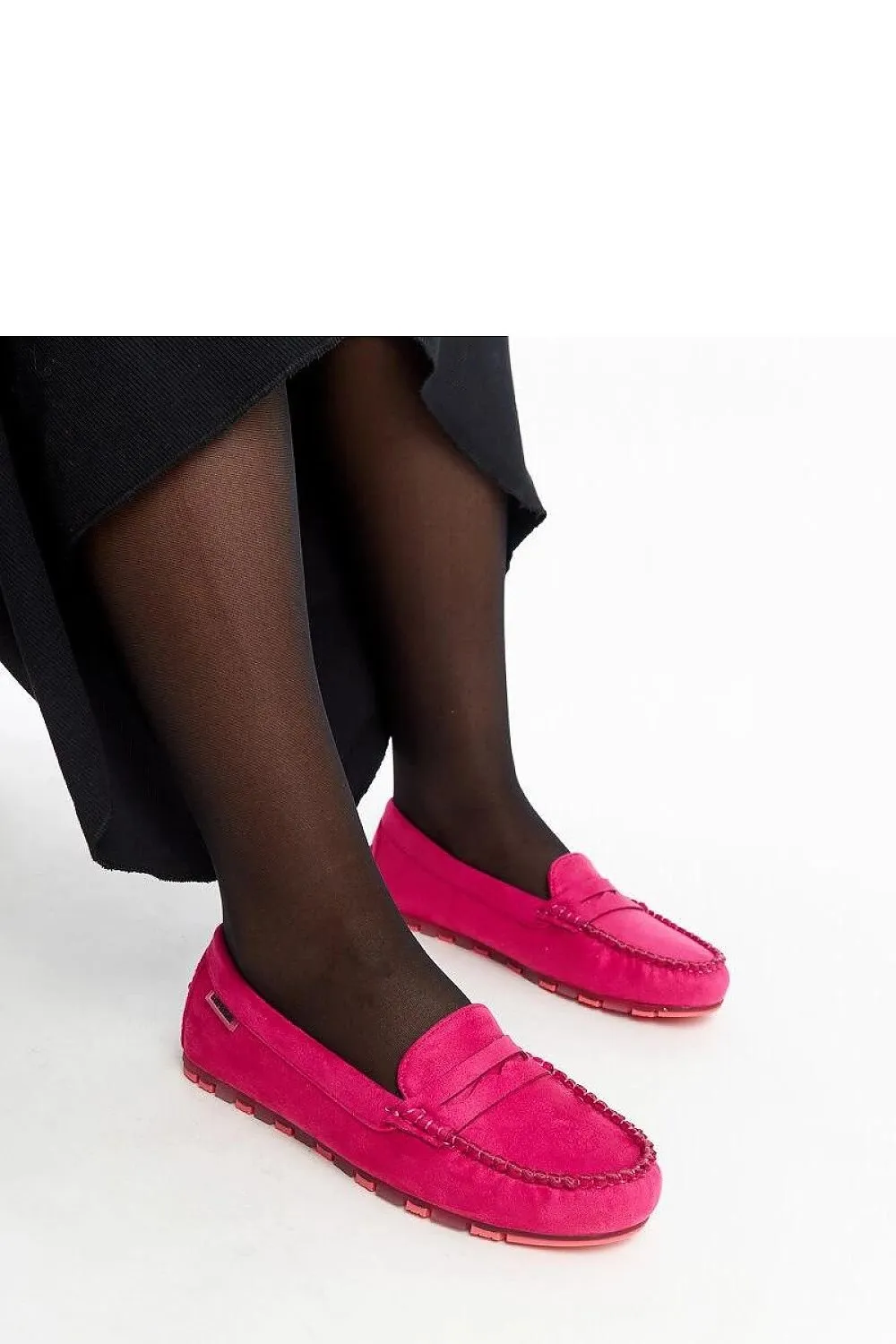 Dark pink suede loafers