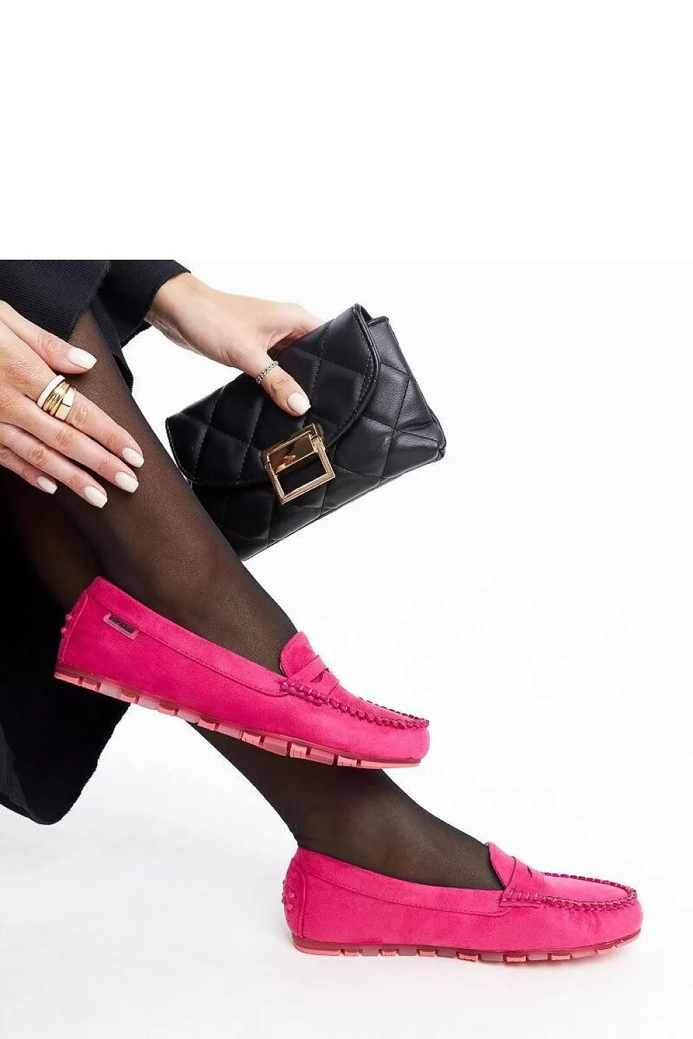 Dark pink suede loafers