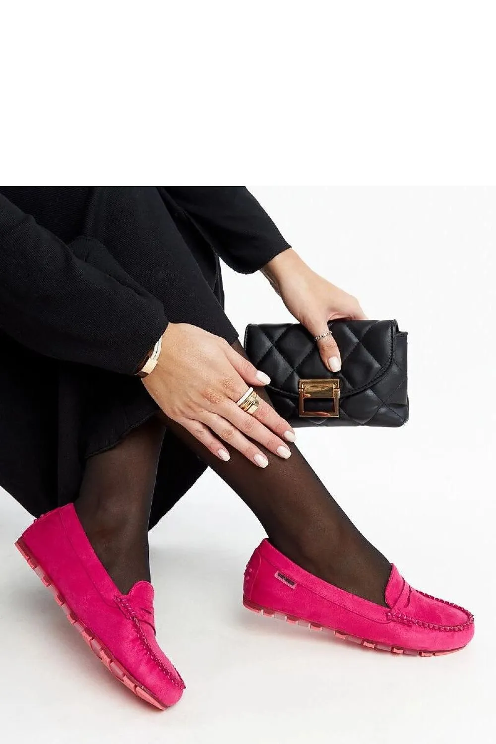 Dark pink suede loafers