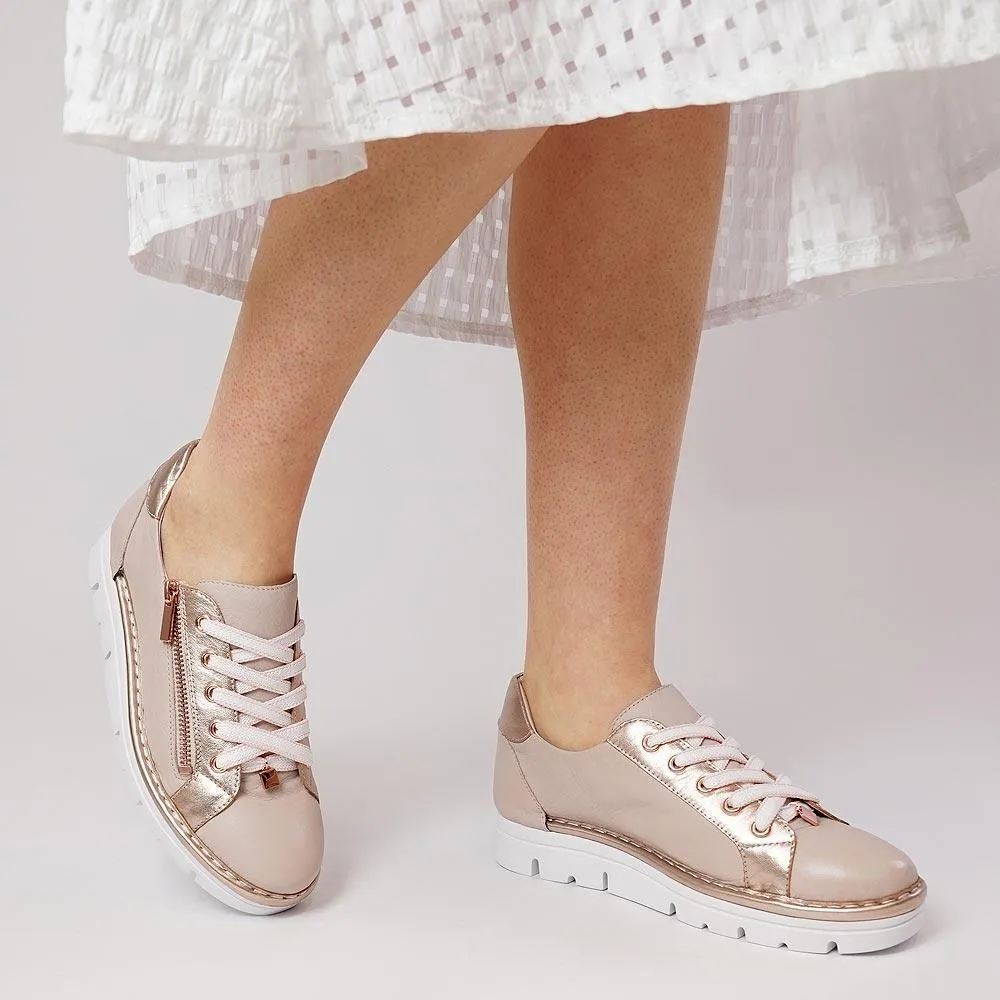 Elos Dusty Pink/ Pale Rose Gold Leather Sneakers