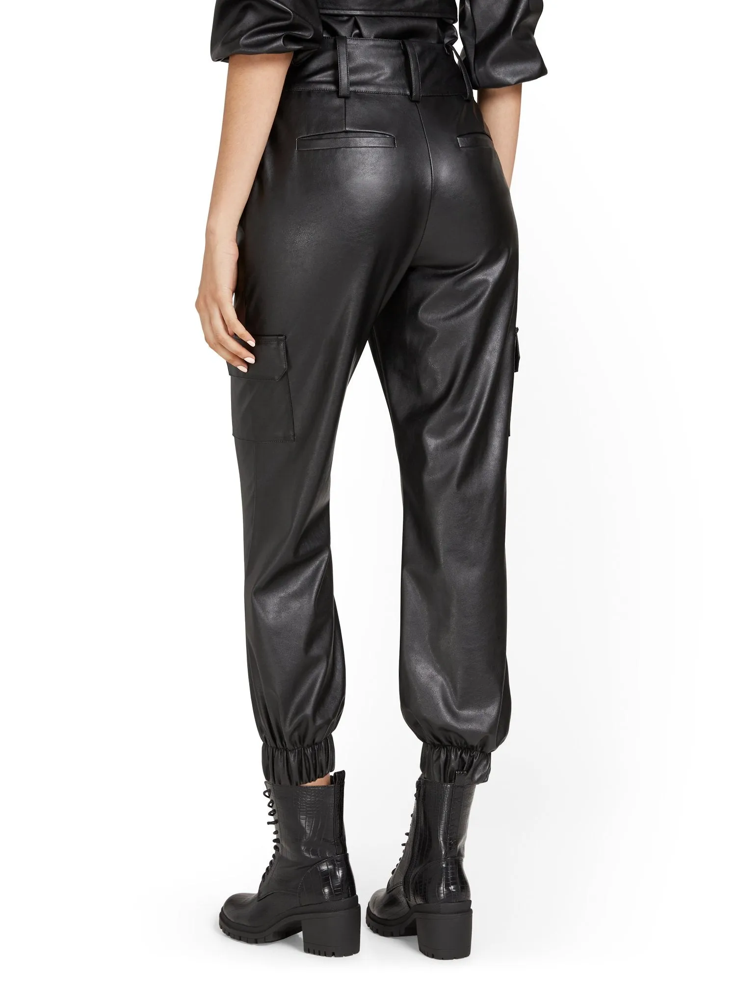 Faux-Leather Utility Jogger Pant
