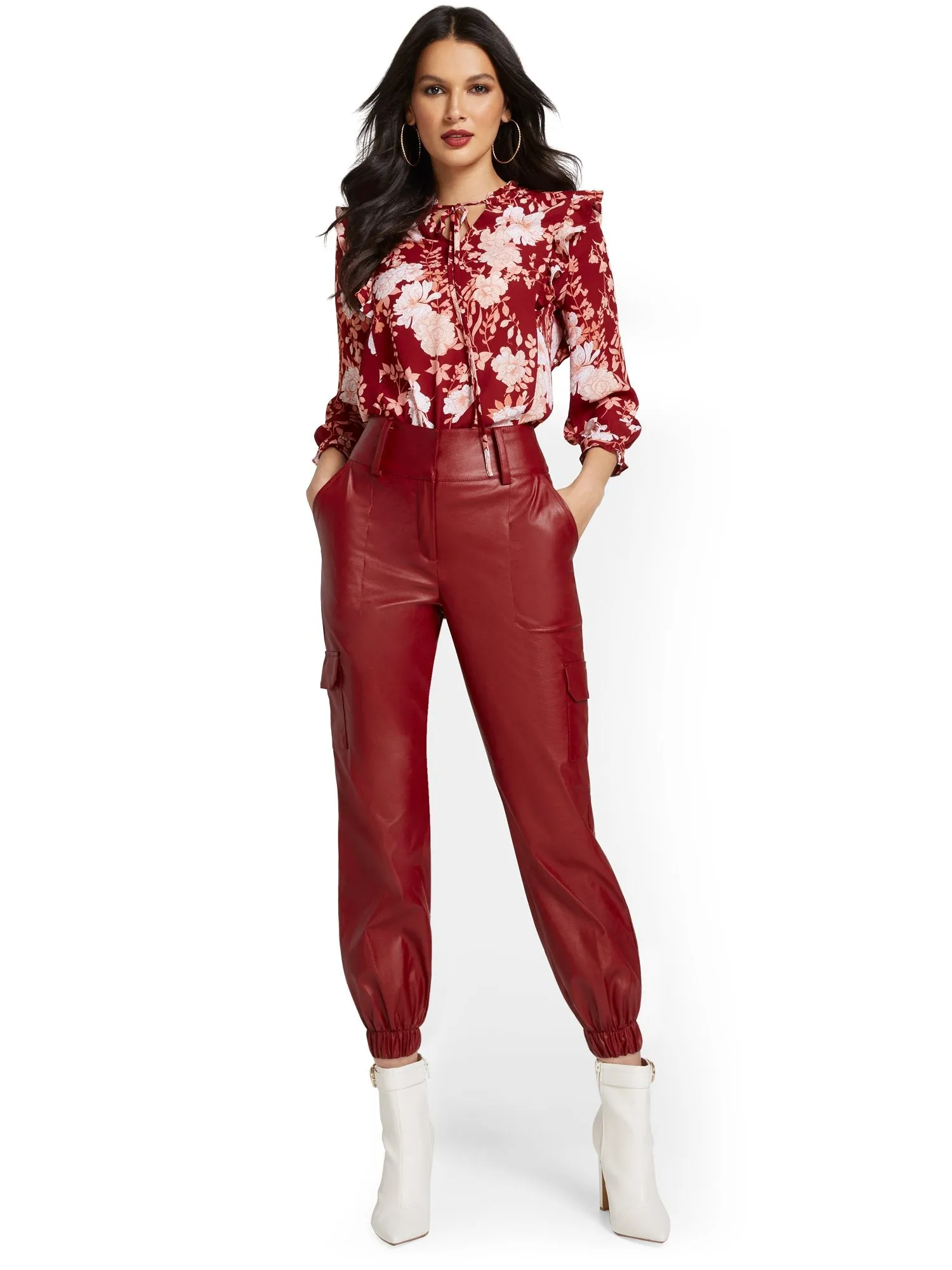 Faux-Leather Utility Jogger Pant