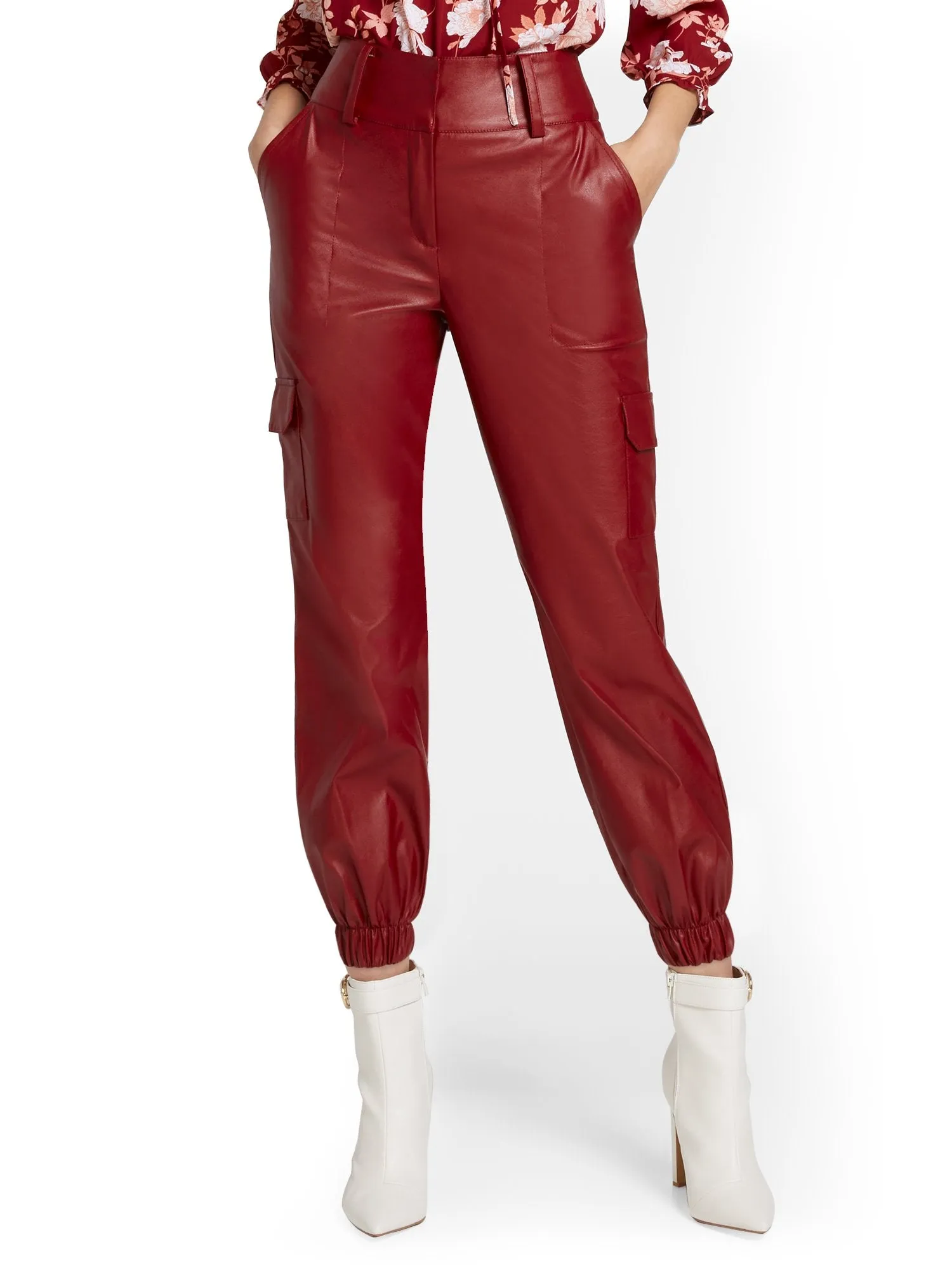 Faux-Leather Utility Jogger Pant