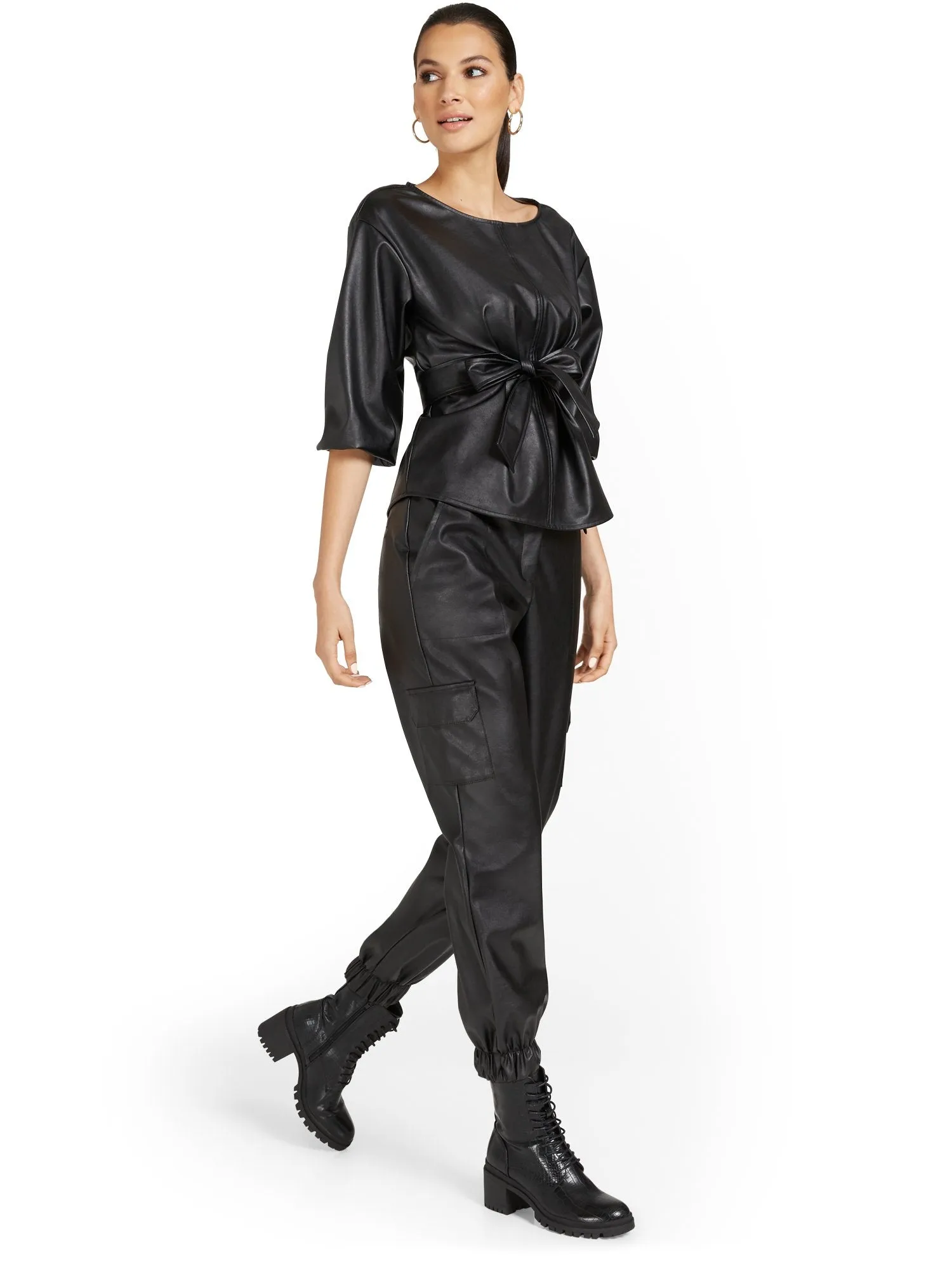 Faux-Leather Utility Jogger Pant