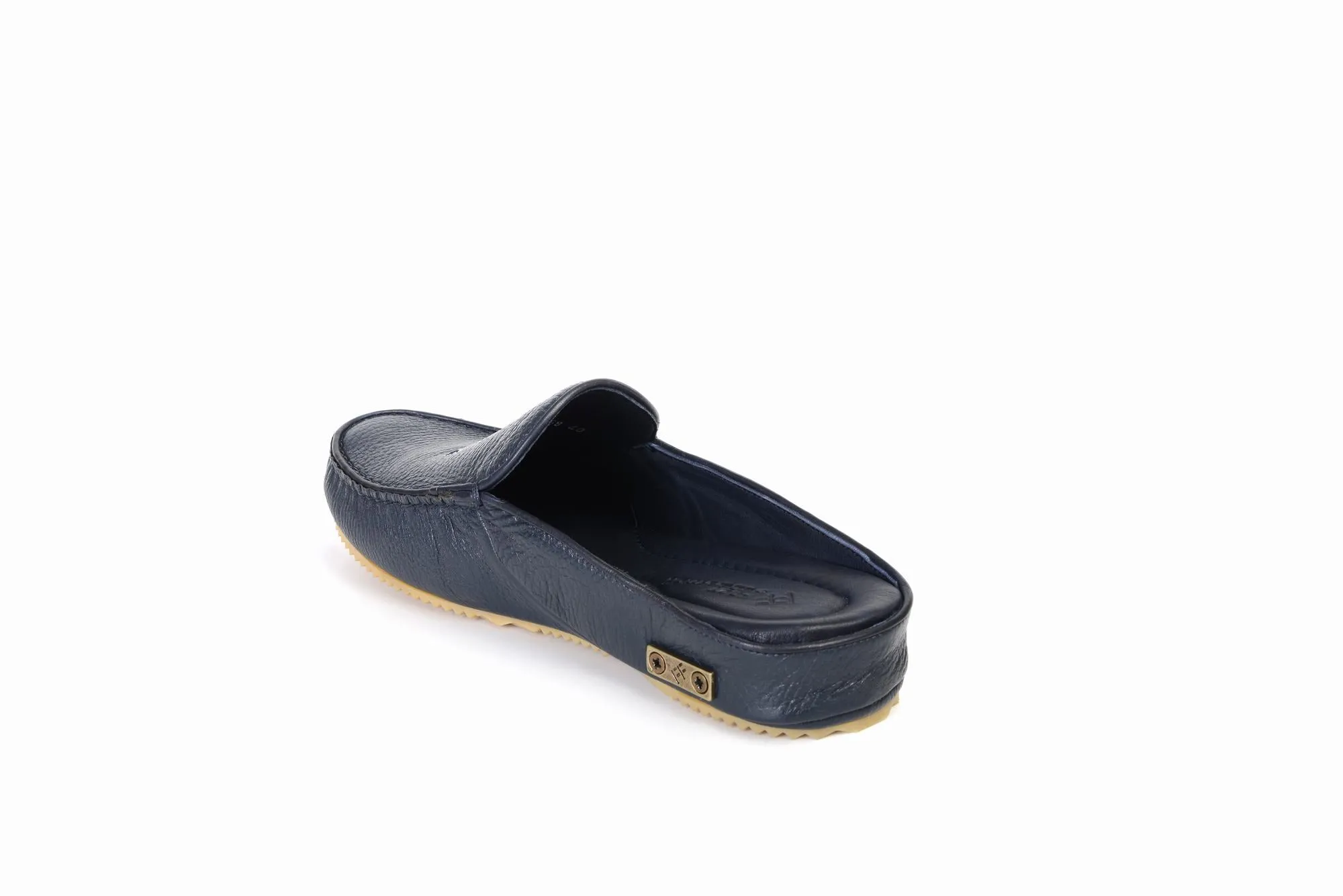 FOOT FEDERATION MARINE MOC-TOE MEN'S LEATHER SLIPPER NAVY BLUE