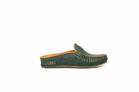 FOOT FEDERATION MOC-TOE WOMEN'S LEATHER SLIPPER GREEN