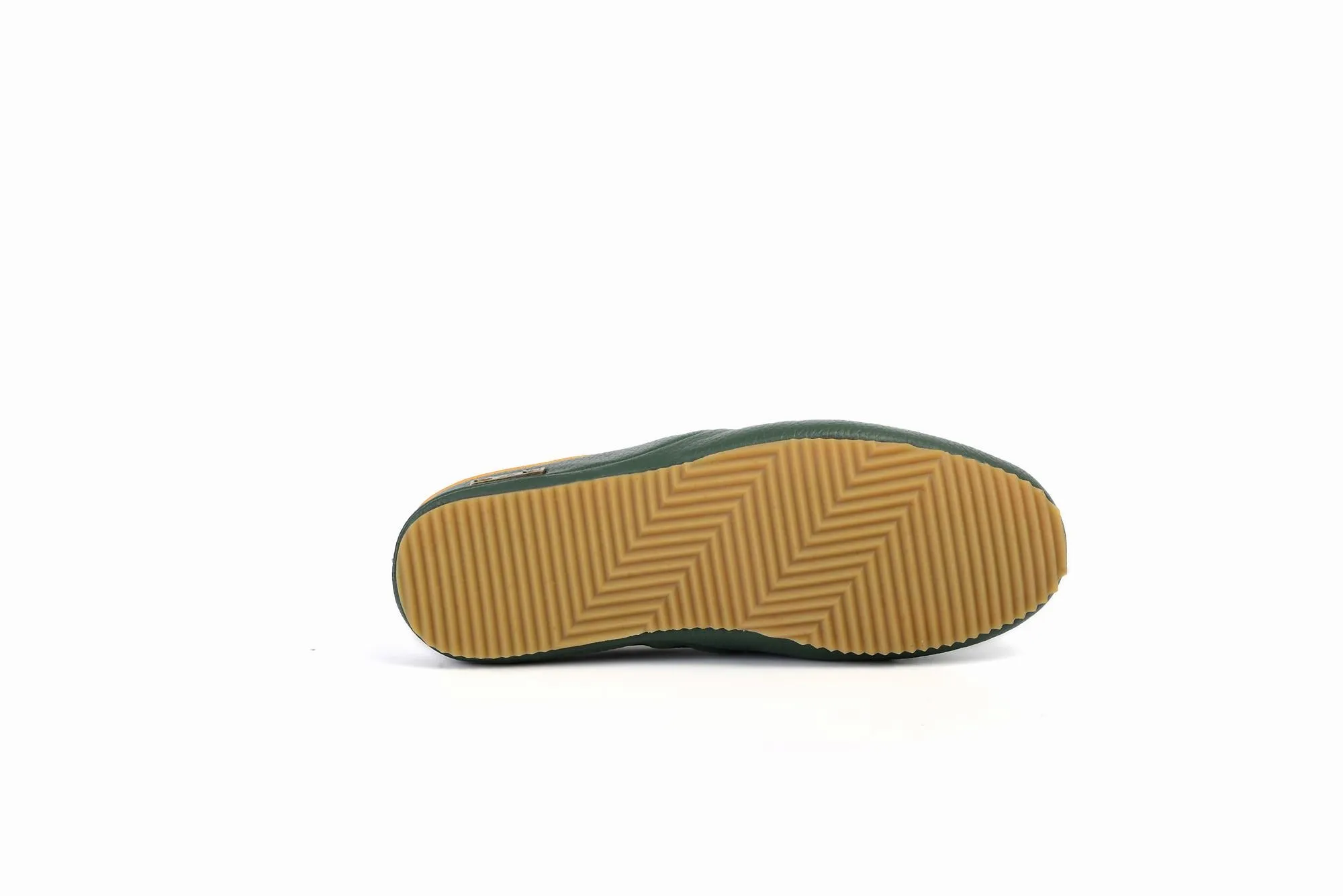 FOOT FEDERATION MOC-TOE WOMEN'S LEATHER SLIPPER GREEN