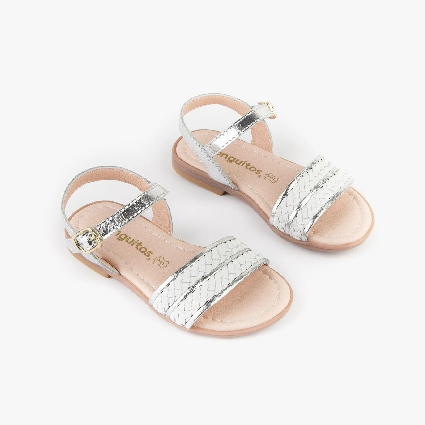 Girl's White and Silver Sandals