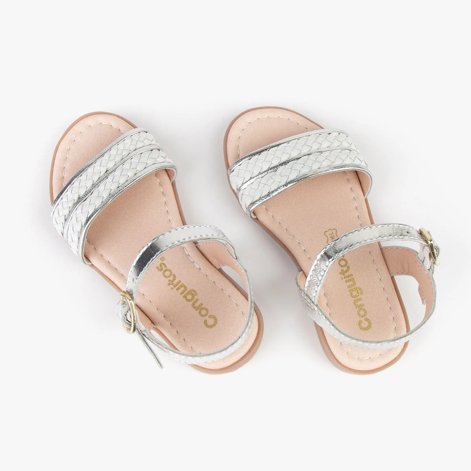 Girl's White and Silver Sandals