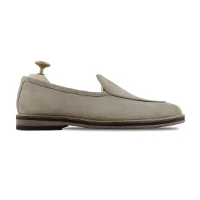 Handmade Custom Gray Suede Leather Mens Loafers