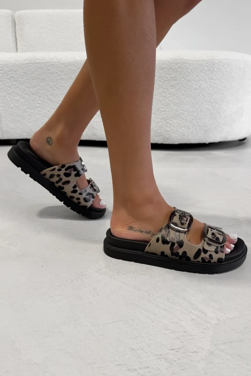 LEAH Chunky Buckle Sandals - Leopard