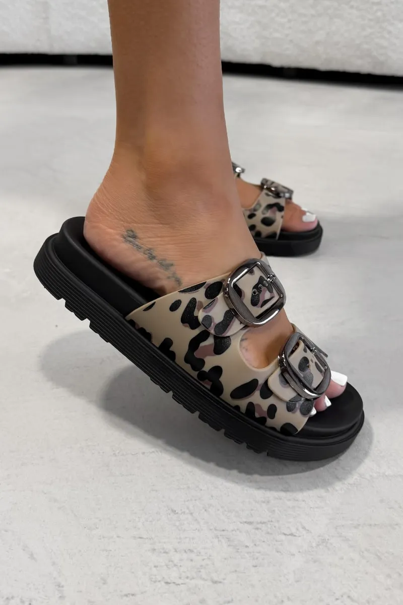LEAH Chunky Buckle Sandals - Leopard