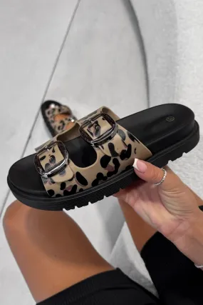 LEAH Chunky Buckle Sandals - Leopard