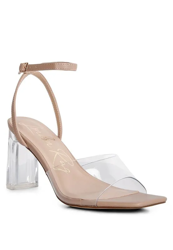 London Rag Twinkle Clear Block Heel and Strap Sandals