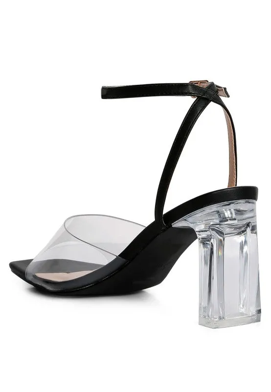 London Rag Twinkle Clear Block Heel and Strap Sandals