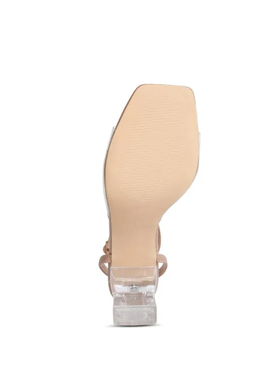 London Rag Twinkle Clear Block Heel and Strap Sandals
