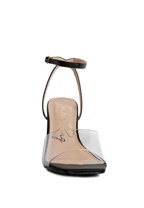 London Rag Twinkle Clear Block Heel and Strap Sandals