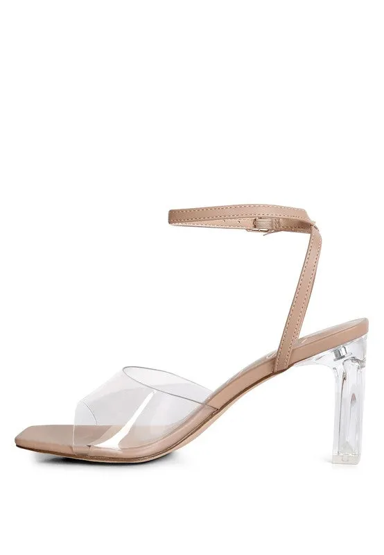 London Rag Twinkle Clear Block Heel and Strap Sandals