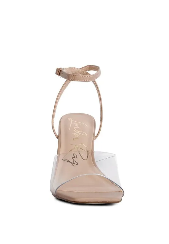 London Rag Twinkle Clear Block Heel and Strap Sandals