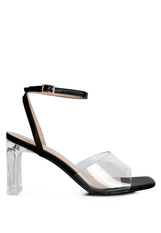 London Rag Twinkle Clear Block Heel and Strap Sandals