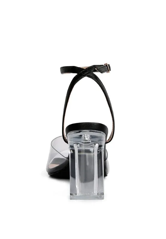 London Rag Twinkle Clear Block Heel and Strap Sandals