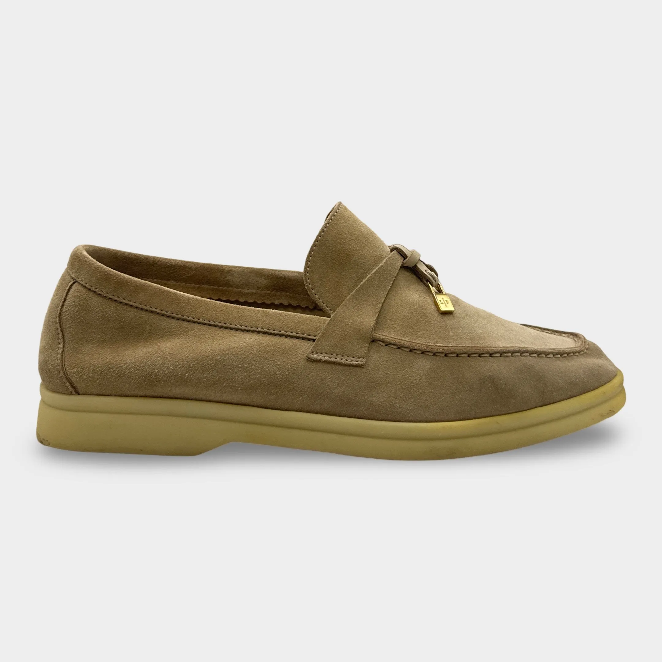 Loro Piana Women's Beige Summer Walk Suede Loafers