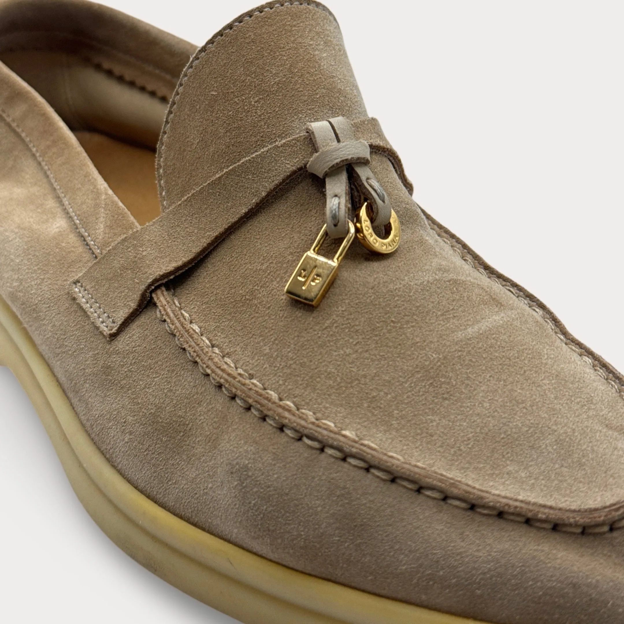 Loro Piana Women's Beige Summer Walk Suede Loafers