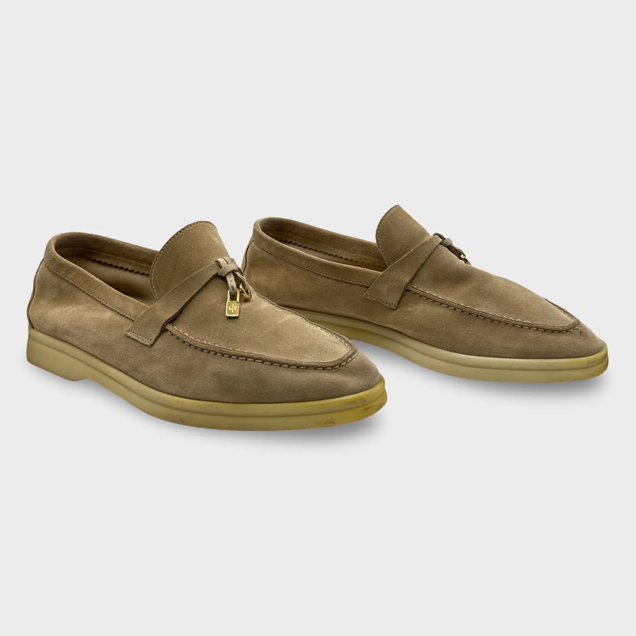 Loro Piana Women's Beige Summer Walk Suede Loafers