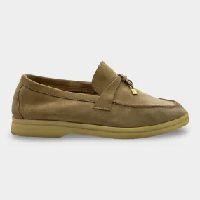 Loro Piana Women's Beige Summer Walk Suede Loafers