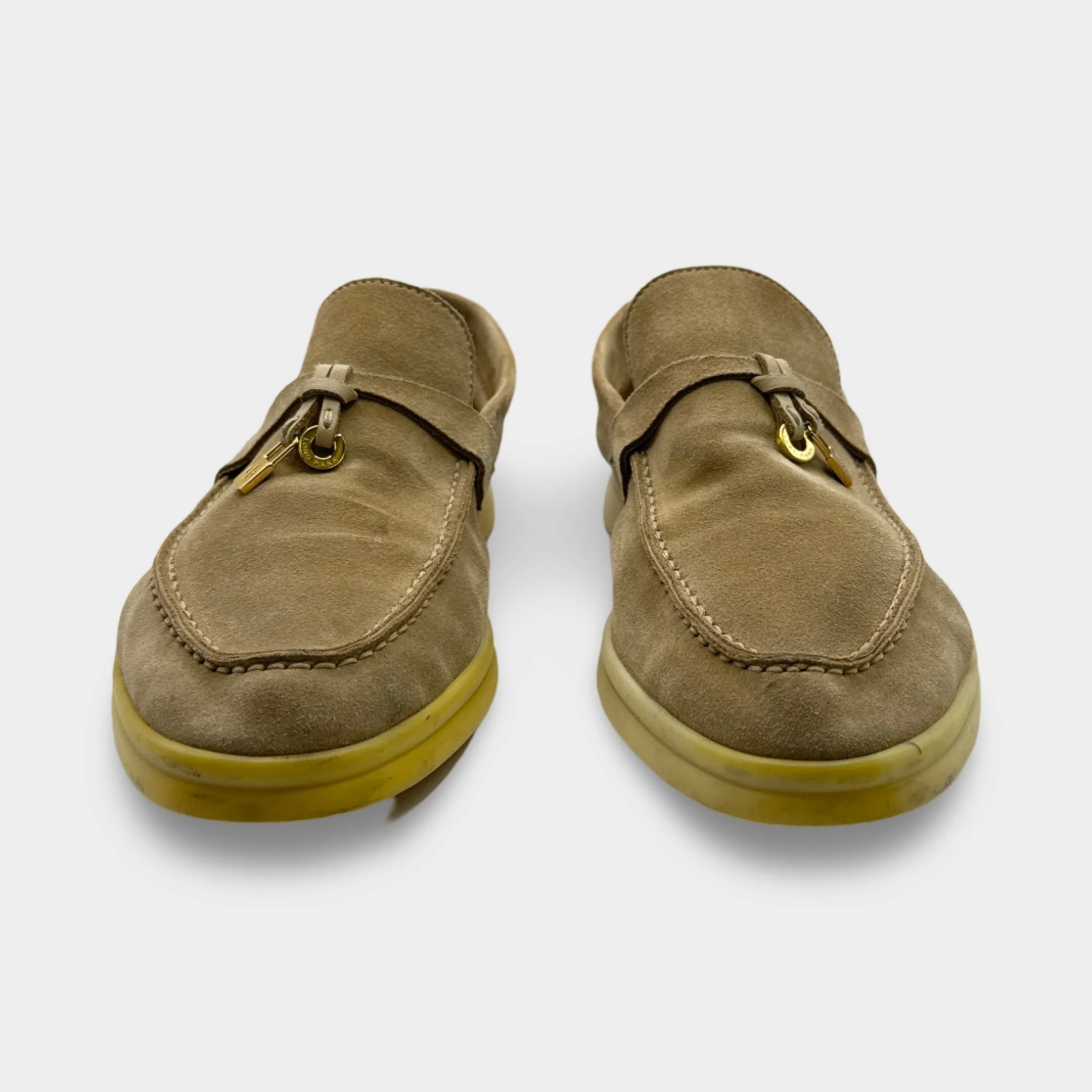 Loro Piana Women's Beige Summer Walk Suede Loafers
