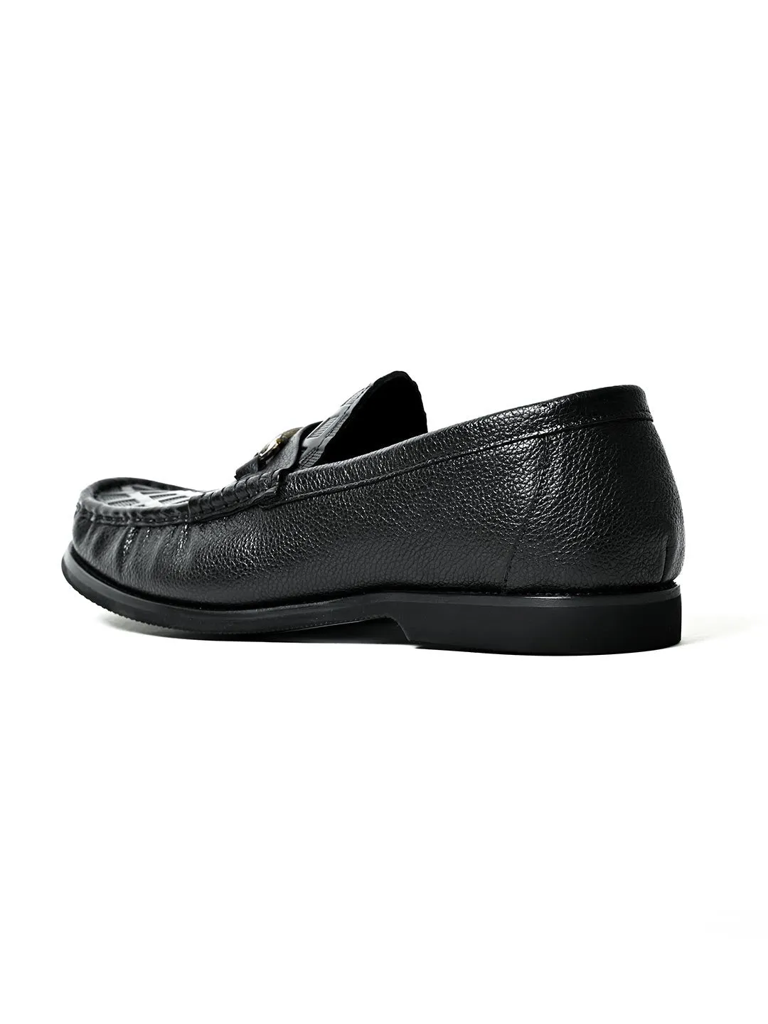 Men Black Checked Loafers