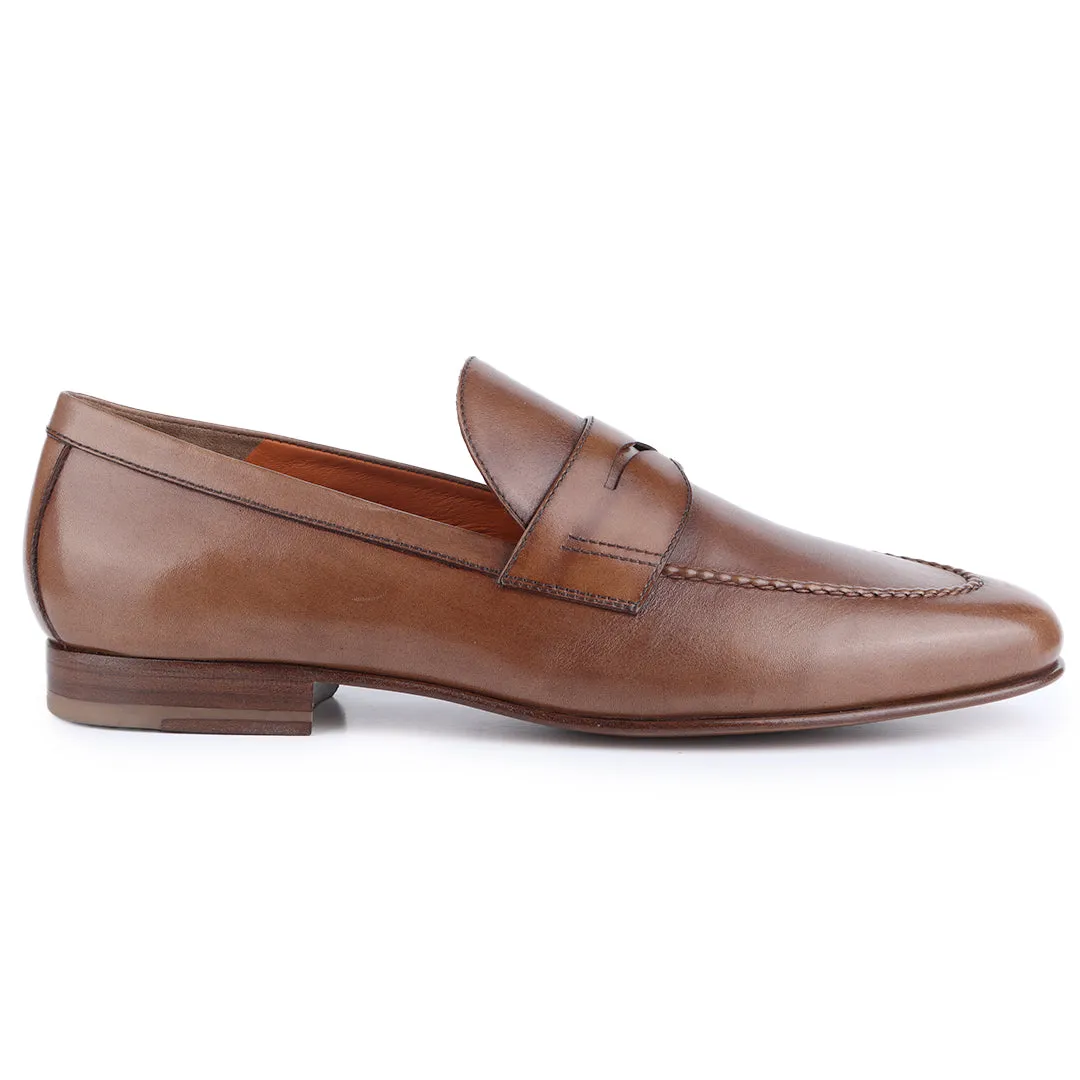 Men´s caramel leather penny loafers