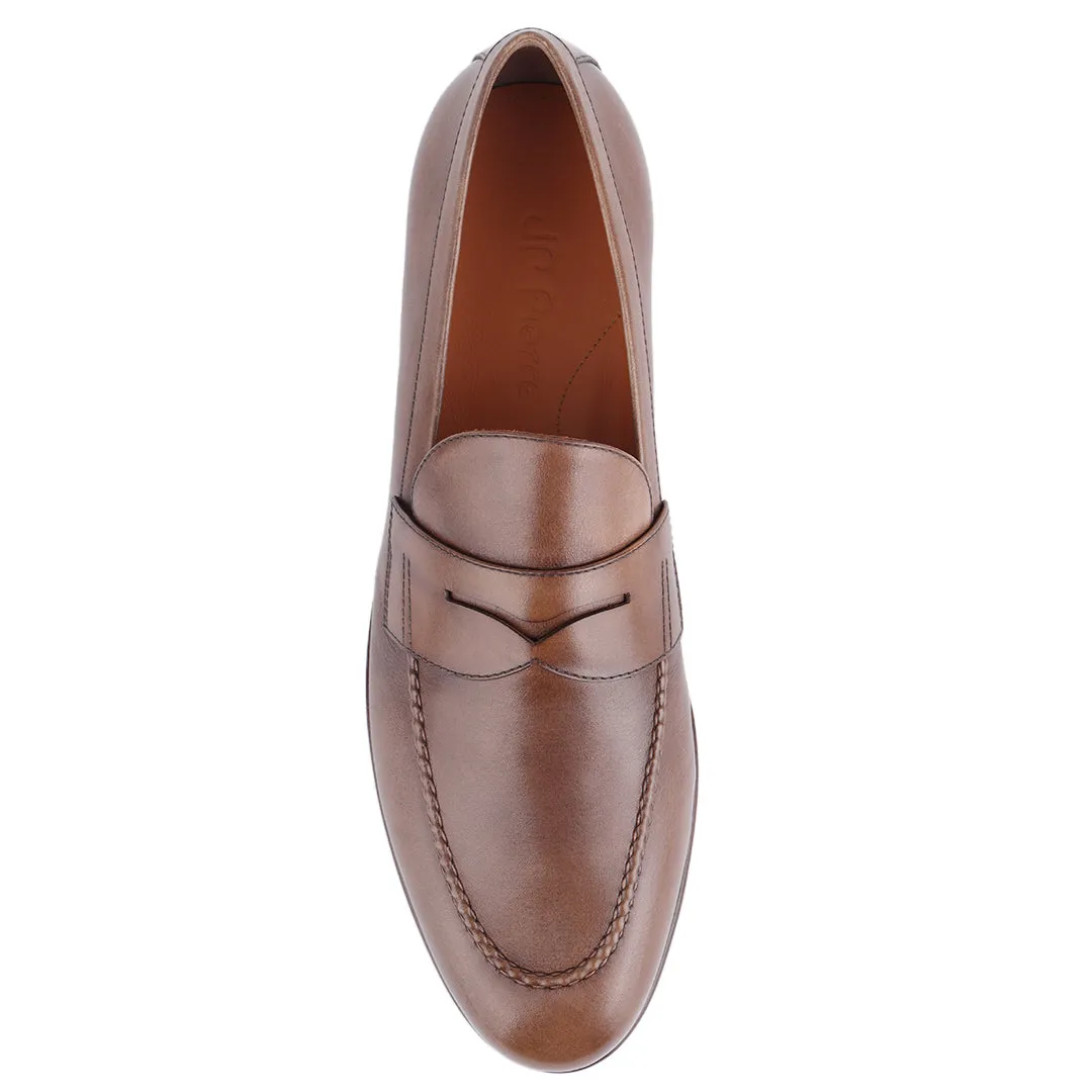 Men´s caramel leather penny loafers